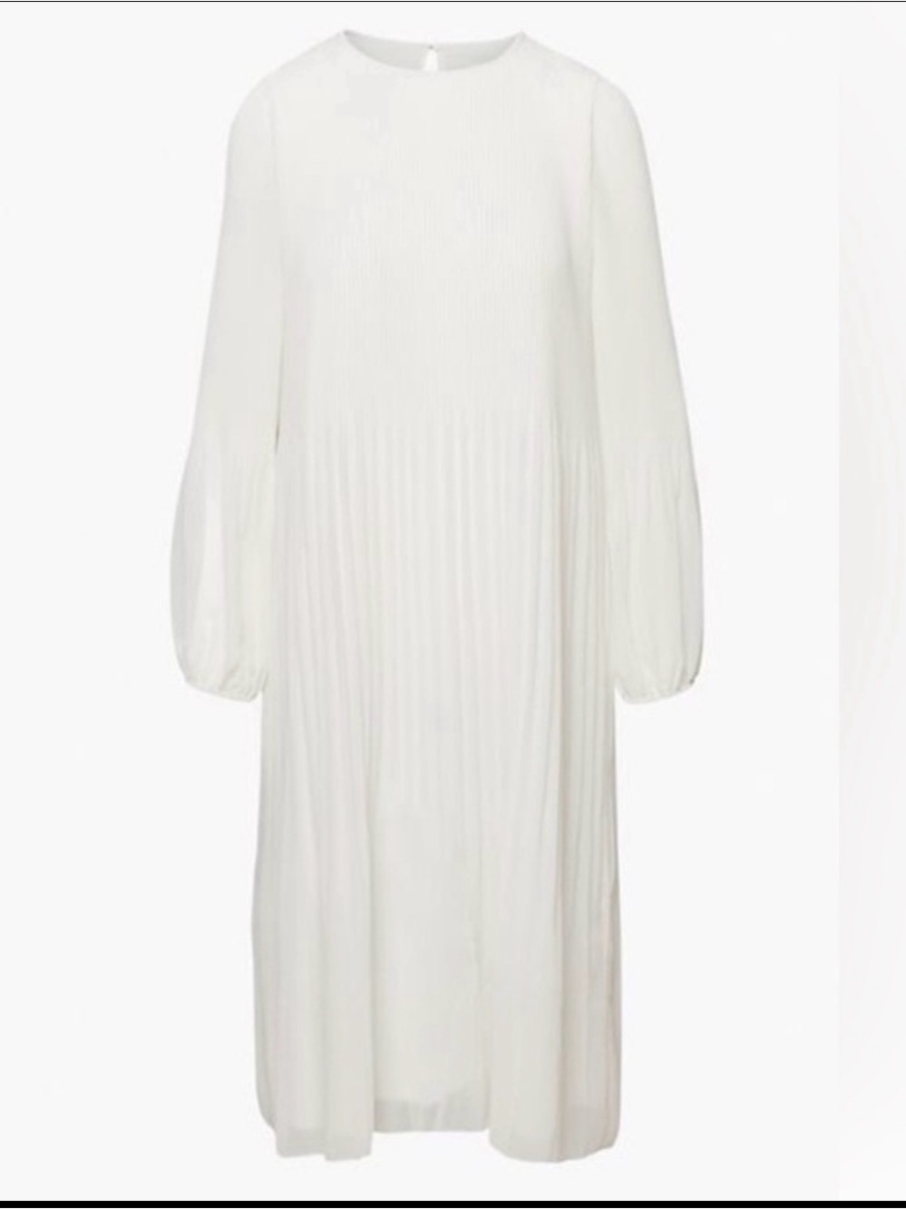 Wilfred Aritzia Birch White Daydreamer Pleated Long Sleeve Midi Dress size M